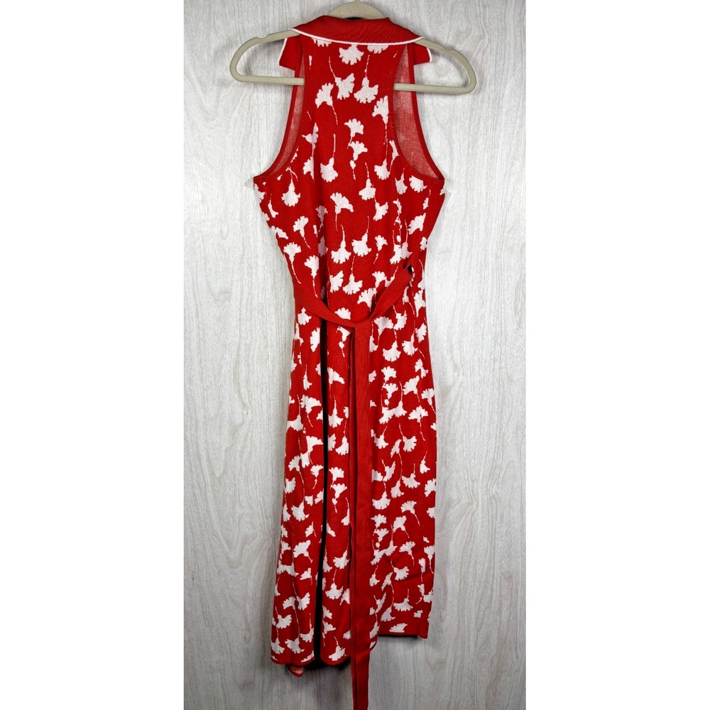 DVF for Target Ginkgo Wrap Dress‎ Women's M Red-Orange White Midi Knit NWT Chic - Picture 3 of 7